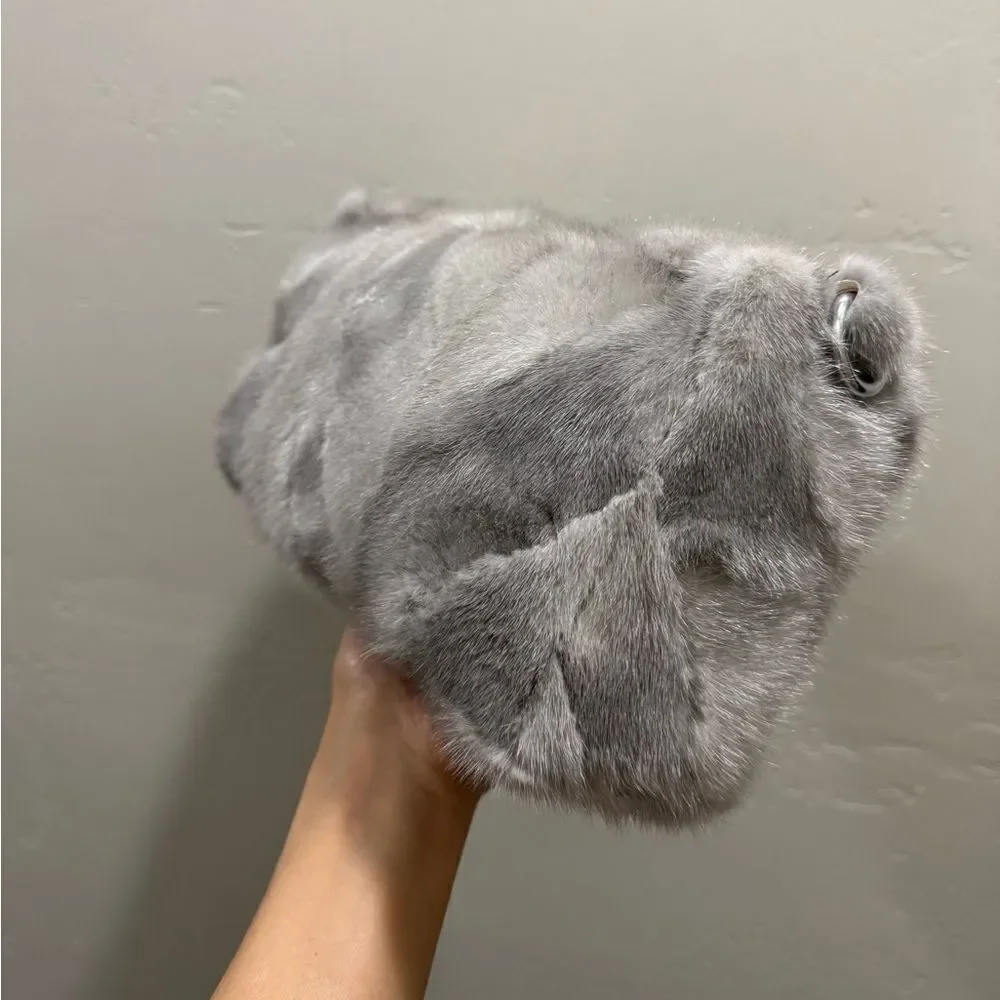 Natural Mink Fur Handmade Shoulder Bag/Clutch/Crossbody, Includes 2 Straps Style